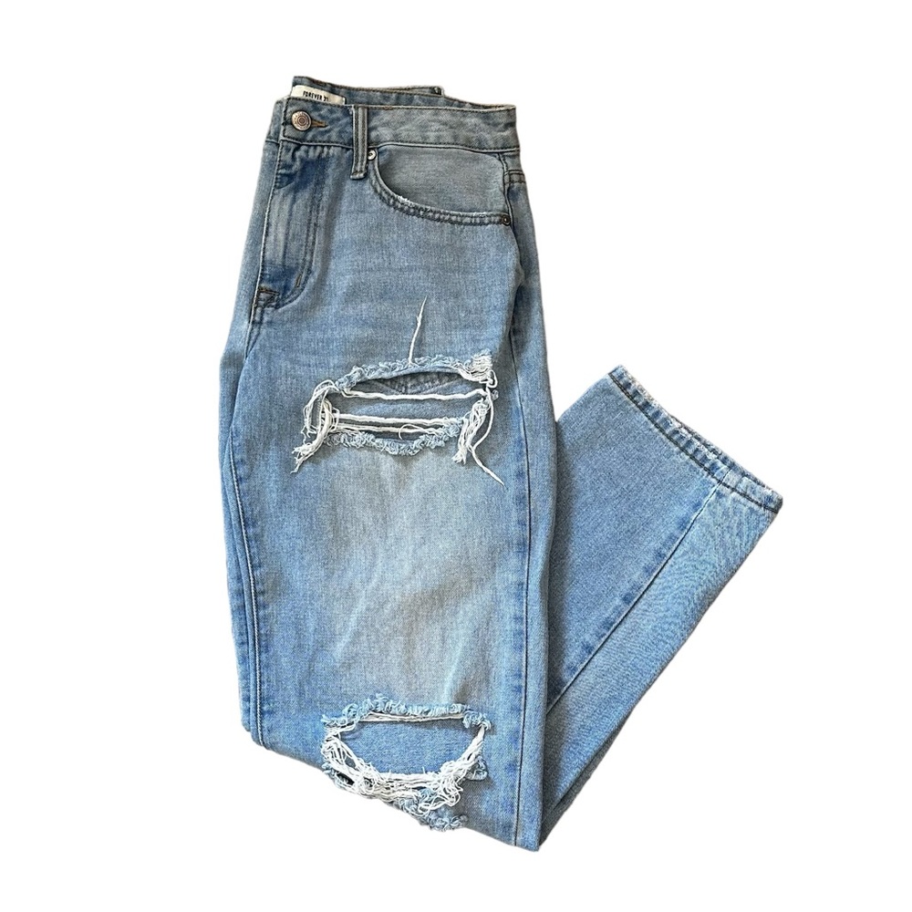 Distressed Boyfriend Jeans (Light Wash) size 27 - forever 21